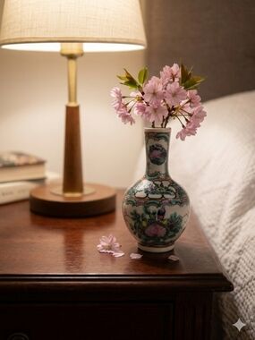 Pink Floral Ceramic Bud Vase - Unbranded